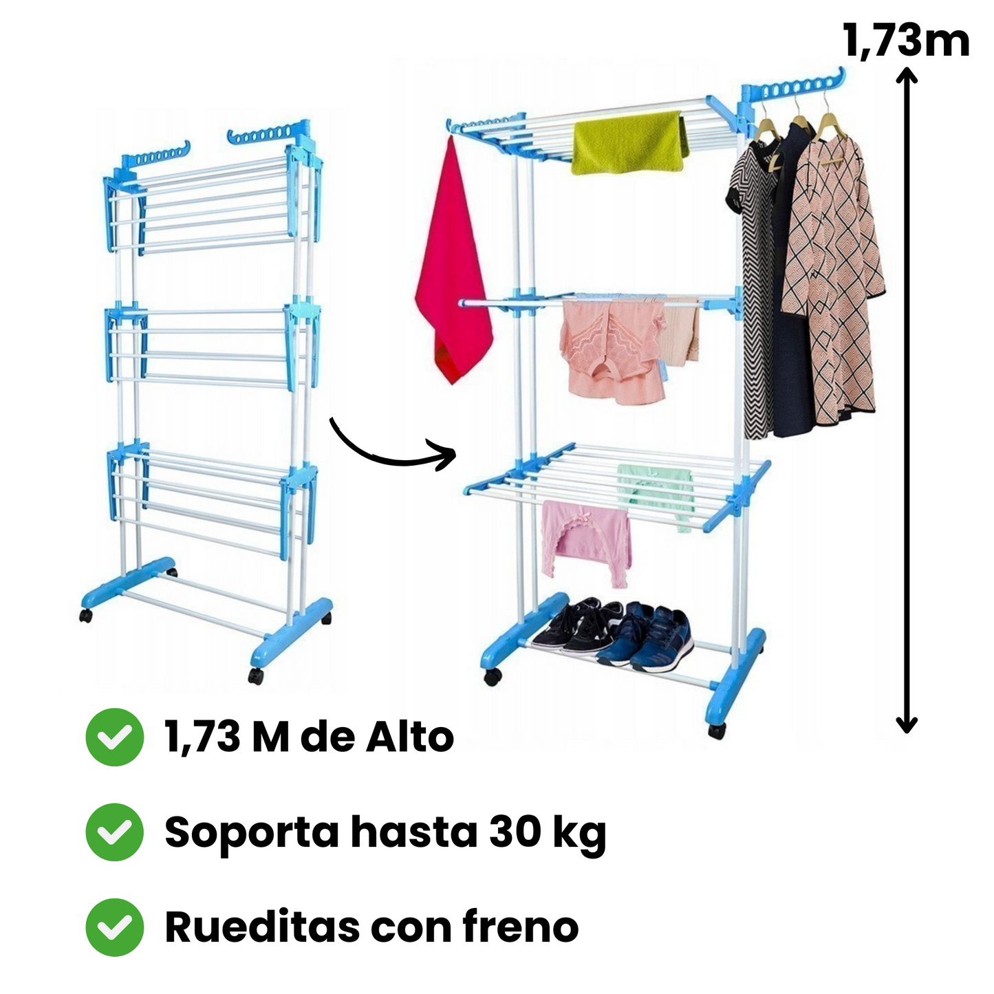 Tendedero Plegable 1,73m - Cuppingo™ -